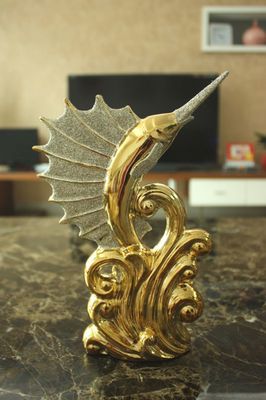 【镀金旗鱼摆件陶瓷工艺品批发创意时尚家居客厅卧室招财动物装饰品】价格_厂家 - 中国供应商