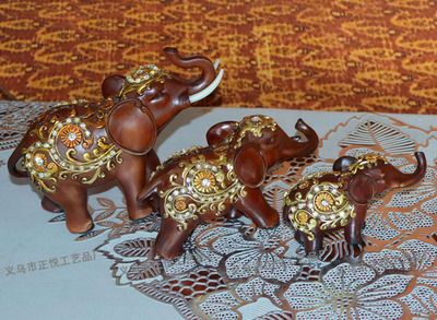 【正悦工艺品厂 批发高档礼品家居装饰新款花纹三连象摆件】价格,厂家,图片,塑料、树脂工艺品,义乌市正悦工艺品厂-