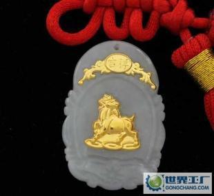 金镶玉 A货玉+千足金 三羊开泰 玉镶金加工 金镶玉批发_礼品、工艺品、饰品_世界工厂网中国产品信息库