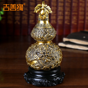 吉善缘纯铜龙纹葫芦摆件紫铜家居饰品铜器工艺品厂家批发0370
