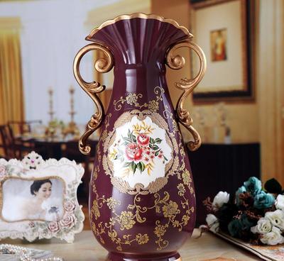 【批发 牡丹花陶瓷摆件 欧式陶瓷花瓶工艺品批发】价格_厂家_图片 -