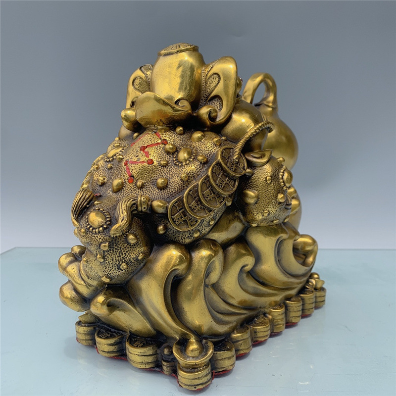 黄铜葫芦摆件如意金蟾葫芦工艺品家居店铺装饰品批发