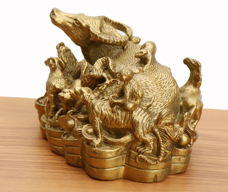 杨铜记 十二生肖牛家居客厅摆件金钱牛铜牛工艺品牛批发厂家
