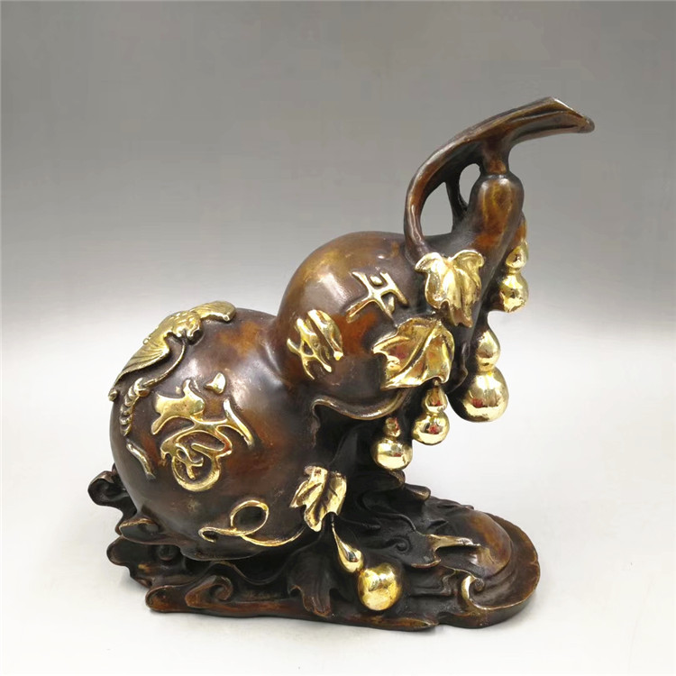 复古做旧铜器古玩工艺品厂家批发收藏(铜流金葫芦)摆件